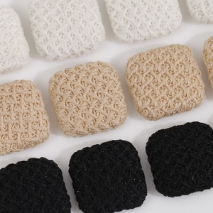 Square checkered fabric metal buttons in beige, white and black for DIY jewelry making