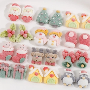 Christmas resin charms set with snowman and reindeer for DIY crafts and decor