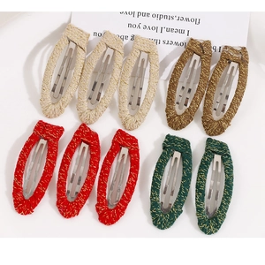Handmade Fabric Woven BB Hair Clip For Women Girls Waterdrop Shaped Yarn Wrapped Metal Hairpins Elegant Hair Accessories