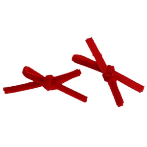 Pair of red velvet handmade ribbon bows for DIY hair accessories and craft jewelry decoration