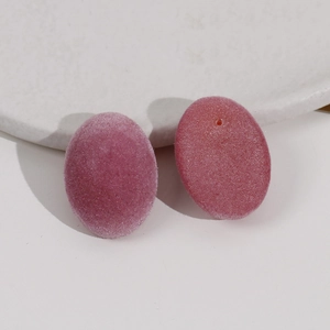 Ovaler beflockter Harzanhänger in Pink-Violett für DIY Ohrringe und Haarschmuck