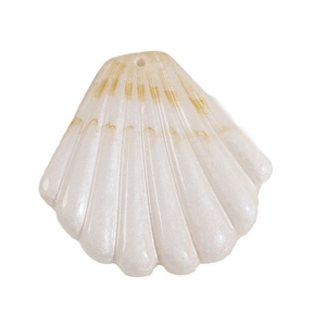Élégant pendentif coquillage en résine blanc perle avec texture radiale pour bijoux