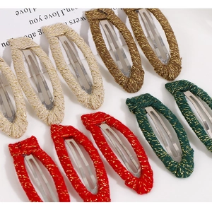 Colorful woven BB hair clips set with gold thread metallic thread for women hair accessories