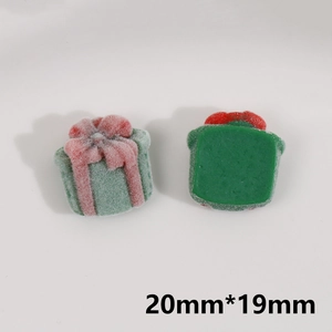 Detail of 20mm green flocked Christmas gift box DIY resin charm for craft accessories