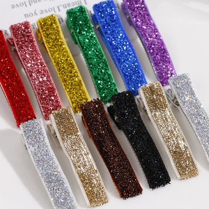 Barrettes à cheveux en métal et tissu pailleté disponibles en 11 couleurs assorties