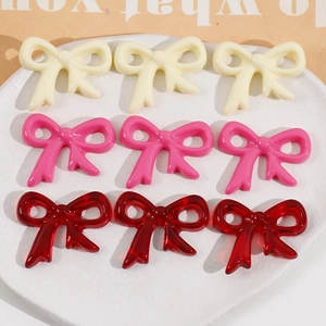 Glossy Resin Bowknot DIY Accessories For Jewelry Making Earring Hair Clip Accessories Handmade Bow Knot Charms Mixed Colors