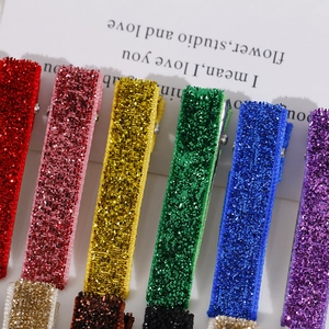 Barrettes à cheveux rectangulaires scintillantes avec paillettes colorées sur base métal