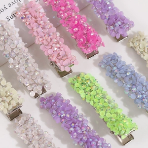 Fermagli per capelli colorati con cristalli scintillanti AB e base in metallo argento