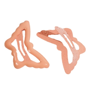 Set di due mollette per capelli a farfalla in metallo con finitura rosa opaco