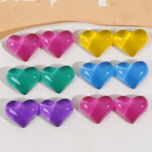 Zoete Hartvorm Hars Charms Kleurrijk Half-transparant DIY Sieraden Maken Materiaal Voor Oorbellen Haarspeldjes Accessoires
