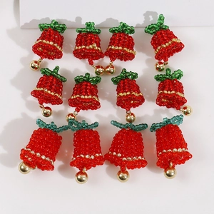 Set mit 12 handgefertigten Glasperlen Weihnachtsglocken Anhängern für DIY-Schmuckherstellung