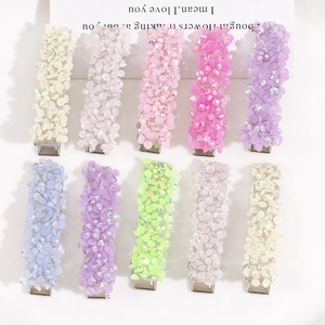 Fermaglio per Capelli a Becco d'Anatra in Metallo con Strass Colorati AB Quadrato Rettangolare Colore Macaron Accessori per Capelli alla Moda per Donna