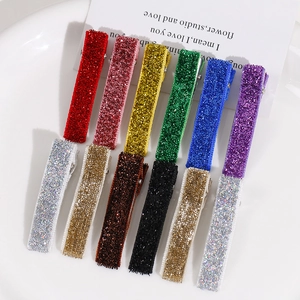 Pinces à Cheveux Bec de Canard en Métal à Paillettes Colorées pour Femmes Mode Brillantes Barrettes Rectangulaires Accessoires