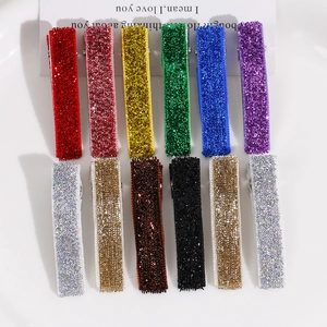 Lot de 12 barrettes à cheveux rectangulaires en tissu pailleté de couleurs variées