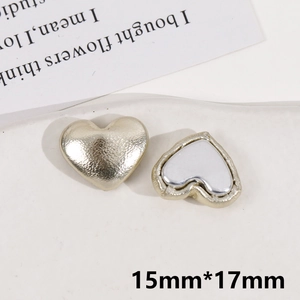 Vintage gold and silver heart-shaped alloy charms with hammered texture, 15mm by 17mm size