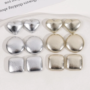 Geometric gold and silver faux leather fabric buttons for DIY jewelry and accessories