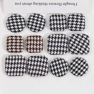 Houndstooth Fabric Wrapped Metal Buttons DIY Jewelry Accessories Parts For Clothing Earring Hair Clip Handmade Sewing Material
