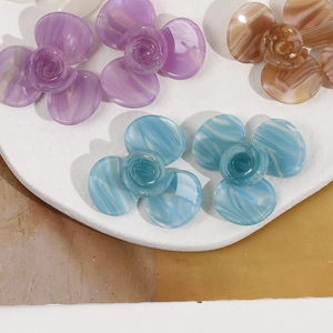 Accessoires de cheveux fleurs stéréoscopiques à trois pétales en acétate violet et bleu
