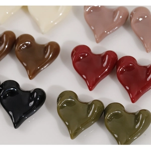 Irregular heart resin charms for DIY jewelry making in multiple glossy vibrant colors