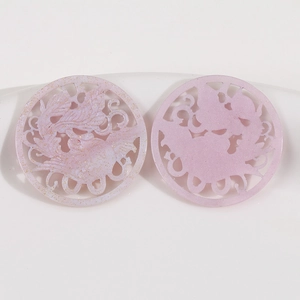 Accessoires bijoux DIY en acrylique ajouré rond doré scintillant avec motif floral rose