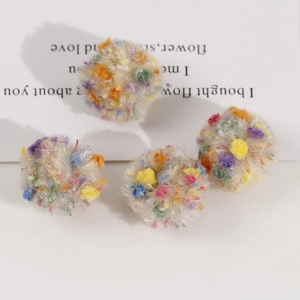 Pompons en peluche de 2cm à blocs de couleurs pour accessoires de cheveux et boucles