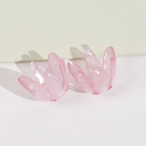Pétales de fleurs en acrylique rose mat pour la fabrication de bijoux DIY créatifs