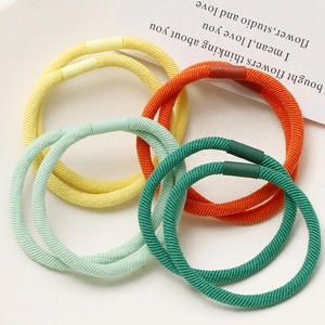 Multi-color high-elasticity hair ties set in yellow and green for women's hairstyles