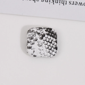 Square black and white snake skin pattern decorative button for DIY jewelry making