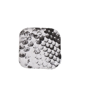 Square leather DIY jewelry component with black and white snake skin texture pattern