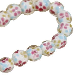 Handmade 14mm floral glass beads with colorful flower patterns for DIY jewelry making