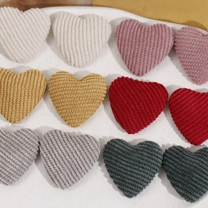 Plush corduroy heart-shaped fabric patches for DIY hair accessories and jewelry making