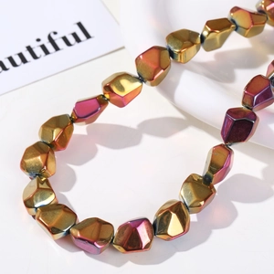 Macro detail of AB iridescent faceted glass beads for DIY jewelry necklace making