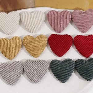Detailed corduroy heart patches in various colors for DIY hair accessory making