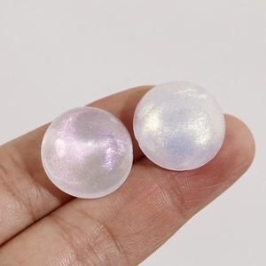 Iridescent glitter acrylic cabochons with opal effect for DIY jewelry accessories