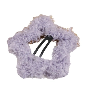 Sweet purple plush star hair clip with durable black metal elastic snap for girls