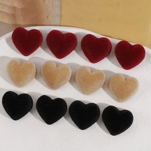 Lot de 12 breloques cœur en résine floquée bordeaux et marron pour bijoux DIY