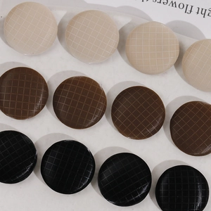 17mm round plaid fabric metal buttons in beige dark brown and black colors