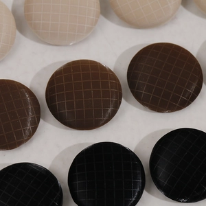 17mm round plaid fabric metal buttons in beige, brown, and black for DIY clothing