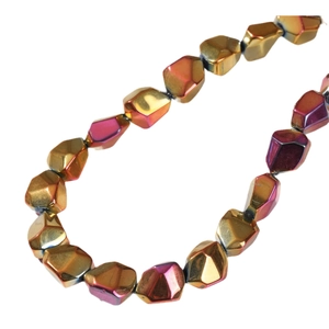 Irregular multifaceted AB gradient glass beads for DIY jewelry making in metallic tones