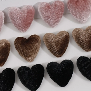 Pink and brown heart plush metal buttons for DIY jewelry making and clothing crafts
