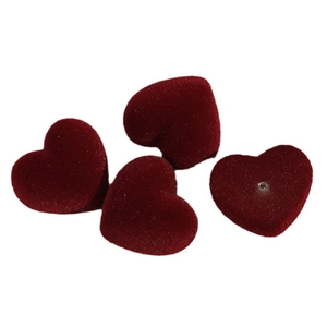 Lot de 4 breloques cœur en résine floquée bordeaux pour bijoux et accessoires de coiffure