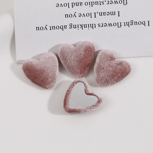 Pink heart-shaped velvet charms for DIY jewelry making and handmade craft accessories