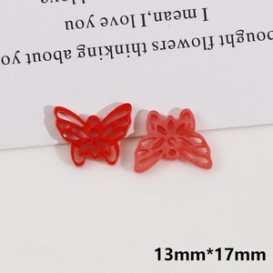 Macro view of 13mmx17mm hollow butterfly resin charms for DIY jewelry making