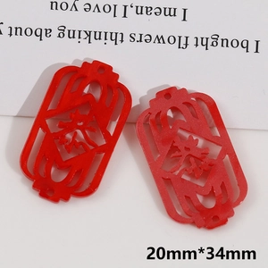 Detailed view of red lantern pendant with cutout Spring character, 20x34mm DIY charm