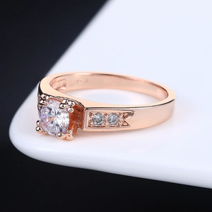 Eleganter 18KGP Roségold-Ring, größenverstellbar, mit brillantem runden Zirkonia-Stein