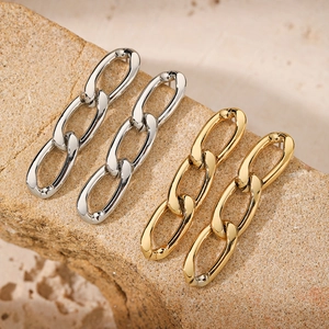 Minimalistische Roestvrijstalen Geometrische Schakelketting Oorbellen Voor Dames Hoogglans Goud Zilver Verguld Elegante Sieraden