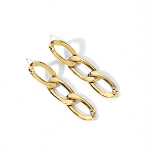 Minimalistische gouden geometrische kettingoorbellen met drie ovale schakels voor dames