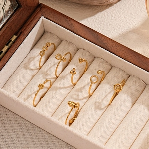 Anello Aperto Regolabile in Acciaio Inossidabile Placcato Oro Minimalista per Donna Gioielli di Moda Bohémien con Stampa a Zampa