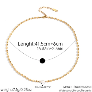 Spécifications détaillées du collier en perles dorées avec chaîne d'extension