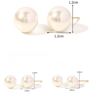 Ensemble de trois boucles d'oreilles perles en 0,8cm, 1,0cm et 1,2cm dorées à l'or 18K
